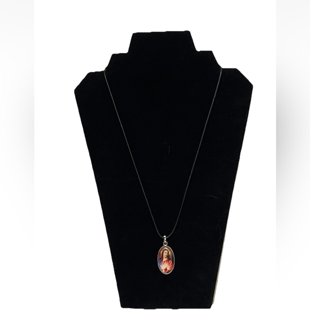 Pendant Two Sided Sacred Heart of Jesus And Our Lady of Mount Carmel. Christian.